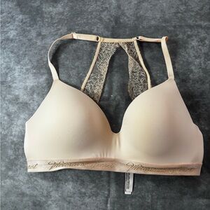Victorias Secret T-shirt wireless racer back bra in blush pink.